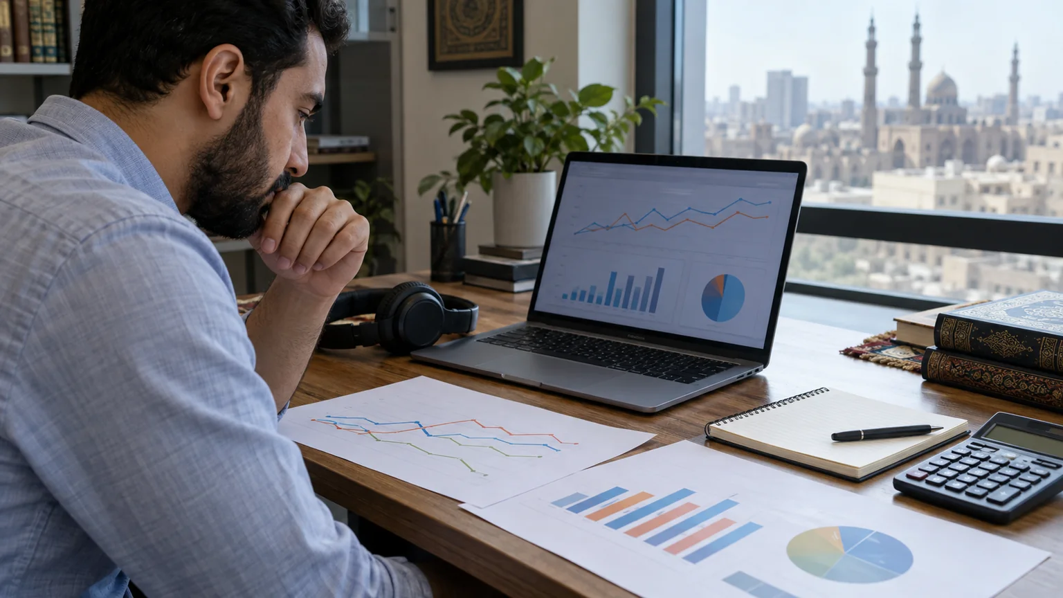 Specialist reviewing content performance charts
