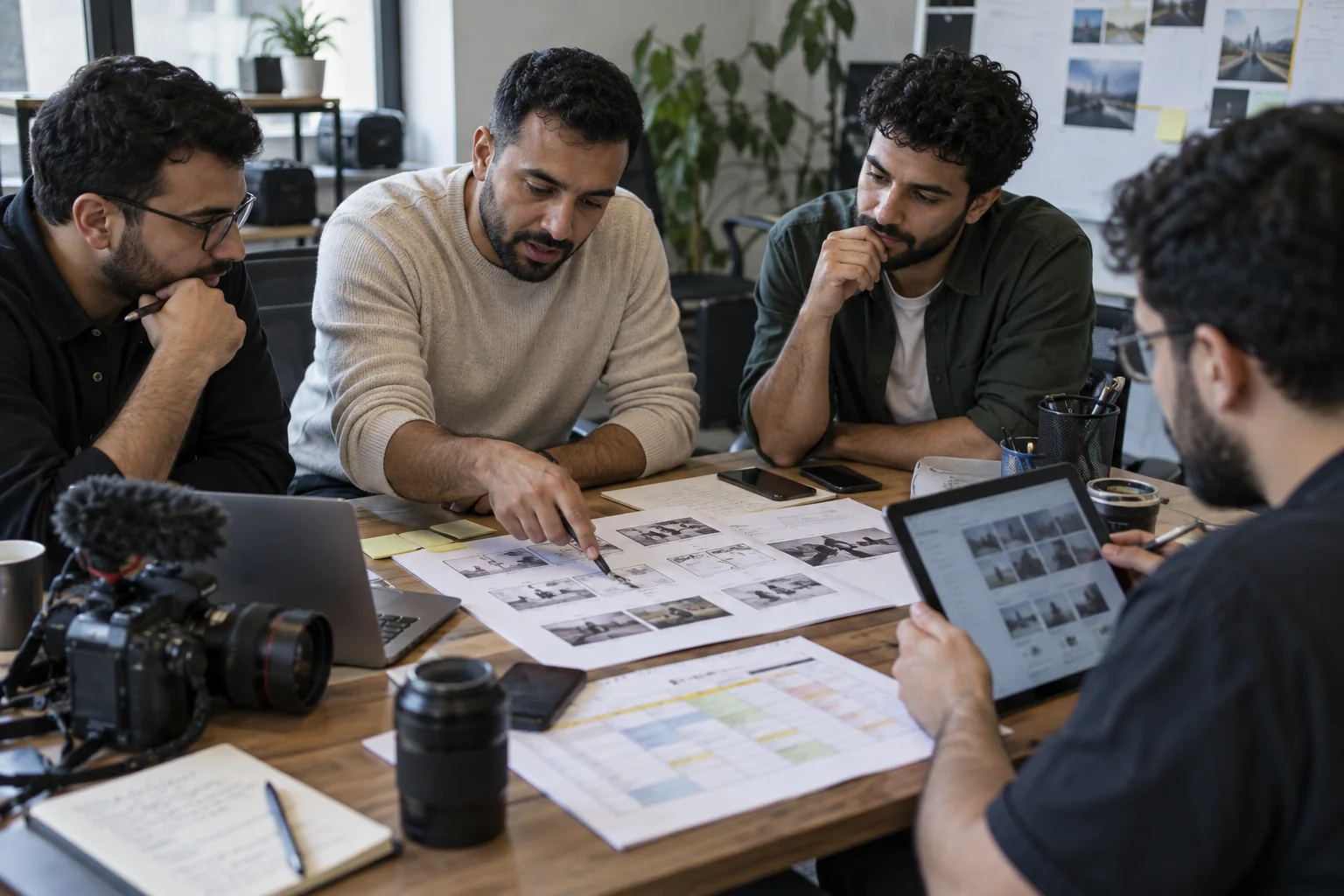 Creative team planning a digital campaign and content production